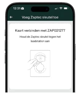 Zaptec app laadsleutel toevoegen